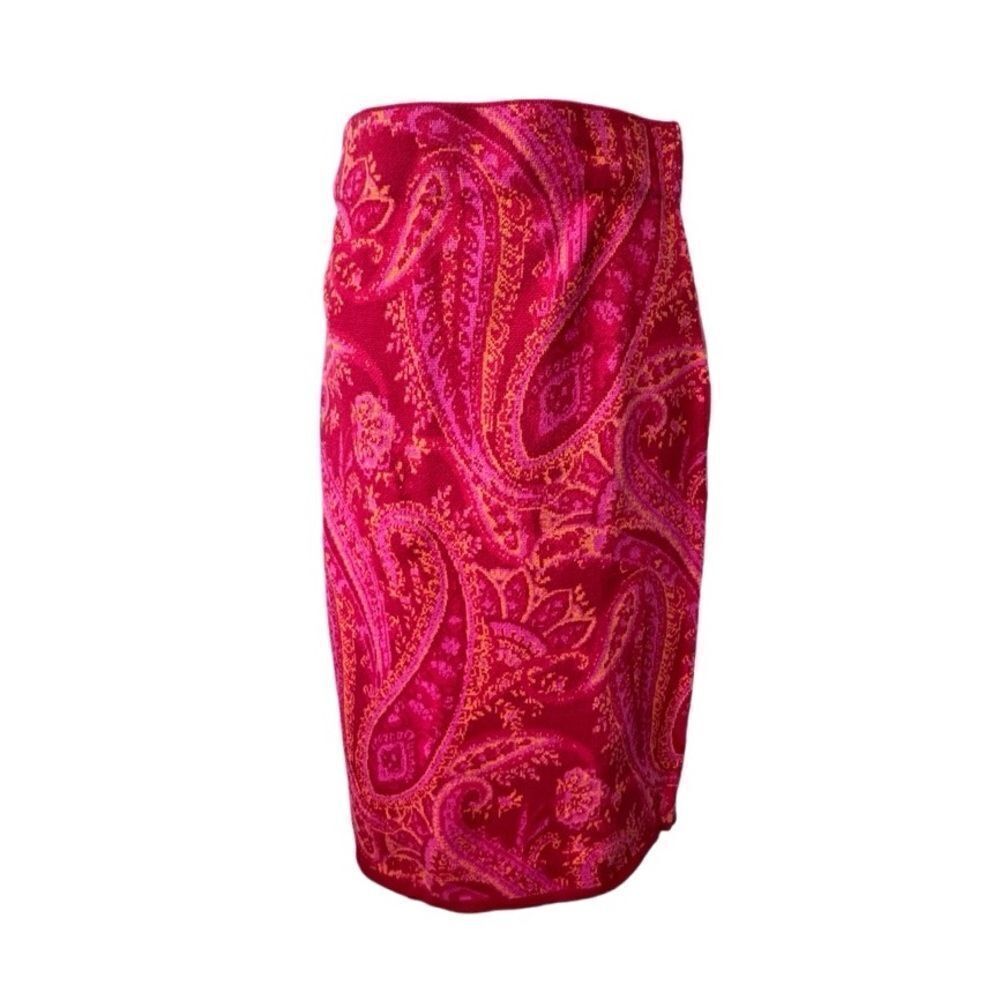 Isaac Mizrahi Live Skirt Knit Colorful Paisley Pink Orange Size XS